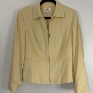 Talbots Blazer Jacket Faux Suede Yellow Size 6 Zip Front Lightweight Womens